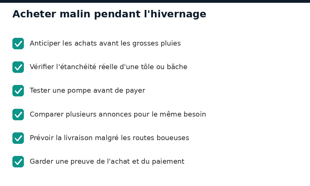 Checklist pour acheter malin pendant l'hivernage au Mali