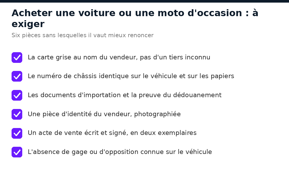 Les documents à exiger avant d'acheter une voiture ou une moto d'occasion au Mali