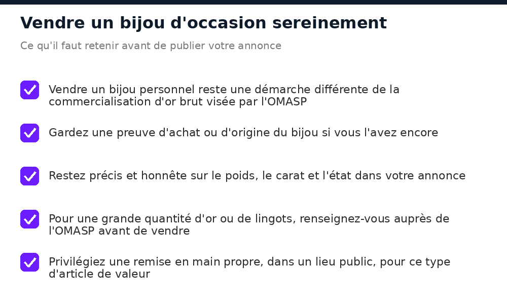 Checklist pour vendre un bijou ou de l'or d'occasion au Mali en toute sérénité